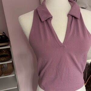 🚺Purple collared halter crop top